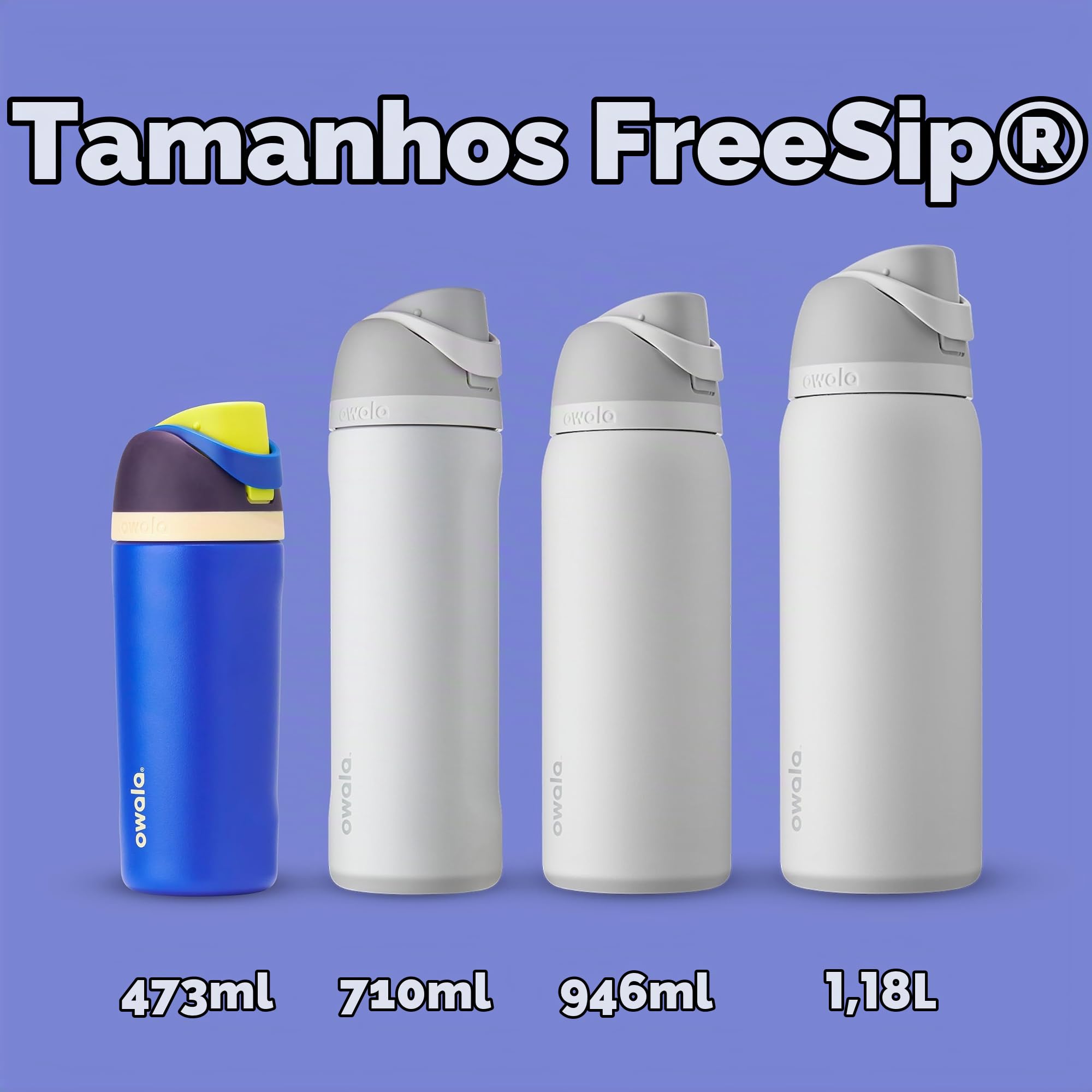Owala Kids FreeSip - Garrafa de água de aço inoxidável isolada com